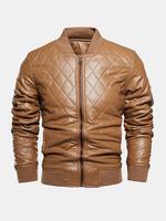Vestes en cuir PU doublées de velours de couleur unie pour hommes