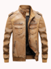 Vestes en cuir PU vintage à plusieurs poches zippées coupe-vent pour hommes