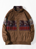 Vestes en faux suède à fermeture éclair patchwork pour hommes avec imprimé cachemire ethnique