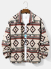 Vestes Homme Imprimé Géométrique Rayé Boutons Poches Slant Revers
