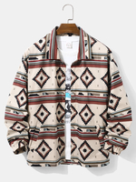 Vestes Homme Imprimé Géométrique Rayé Boutons Poches Slant Revers