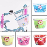 Vélo Vélo Avant Panier Décoration En Plastique Tissé Enfants Vélo Vélo Vélo Panier Avant avec Fleurs Facile Installation