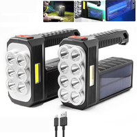 VÉLO 8LED + COB 4Modes Lampe de poche solaire portable super lumineuse USB Indicateur dalimentation rechargeable Pr