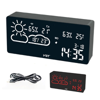 VST réveil Station météo température rétro-éclairage Table horloge pour salon bureau chambre décor bureau horloge