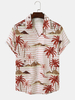 Vêtements de plage à rayures et à imprimé paysage pour hommes Soft Chemises assorties confortables et respirantes