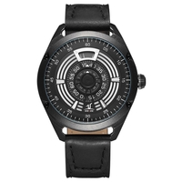 WEIDE UV1701 Unique Design Hommes Montre-Bracelet en Cuir Casual Style Quartz Montre