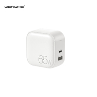 WEKOME WP-U113 65W 2 Ports petit PD chargeur de charge rapide GaN chargeur de nitrure de gallium pour Xiaomi Mi9 Mi10 HU