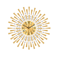 WM310 Horloge murale en fer noir/or Horloge murale diamant géométrique sans Batterie
