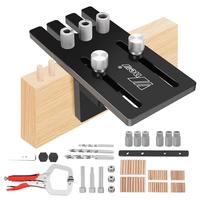 Wnew Doweling Jig Kits Aluminum Alloy Hole Drill Guide Punch Locator Dowel Cabinet Hardware Jig for DIY Woodworking Proj
