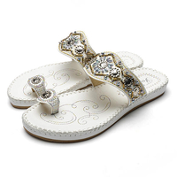 Women Bohemia Sandals Clip Toe Flat Broderie Casual Beach Slipper