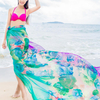 Women Sexy Silk Serviette de plage imprimée florale Summer Thin Sunscreen Soft Shawls Dual Wraps