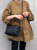 Women Solid Color Puff Sleeve O-Neck Button Layered Hem Casual Blouse