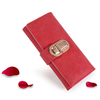 Women PU Leather Hardware Moraillon Fold Over Card Holder Purse Wallet