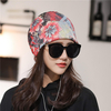 Womens Ethnic Stripe Double couches Beanie chapeau chapeau sans bride