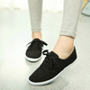 Womens Solid Color Canvas Lace Up Casual Flats Mocassins