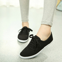 Womens Solid Color Canvas Lace Up Casual Flats Mocassins