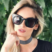 Womens Vintage Cat Eye UV400 Lunettes de soleil à monture ronde Lunettes de soleil dété Lunettes de soleil