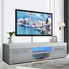 Woodyhome 51" Meuble TV Haute Brillance avec LED Lumières 2 Tiroirs Armoire Moderne Support de Rangement Divertissement