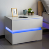 Woodyhome 60 * 39 * 45 cm Haute Brillance LED Tables de Chevet Légères avec 2 Tiroirs Table de Chevet Moderne pour Class