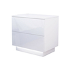 Woodyhome Haute Brillance LED Table De Chevet Avec 2 Tiroirs Table De Chevet Moderne Classeur Titulaire Coffre Chambre B