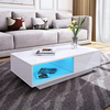 Woodyhome High Gloss RGB LED Table basse avec 2 tiroirs de rangement Table dappoint moderne pour canapé
