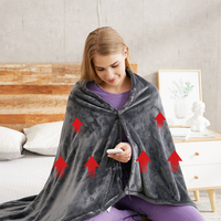 WOOTSHU Couverture en peluche châle de chauffage électrique 3 vitesses 8 zones de chauffage USB couverture chaude d