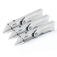 WORKPRO W011020 3pcs Set de couteau pliant pratique en acier inoxydable Knif e Boîte de coupe papier à changement rapide