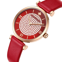 WWOOR 8851 Sky cadran diamant montre-bracelet pour femme montre en cuir Bande montre à quartz