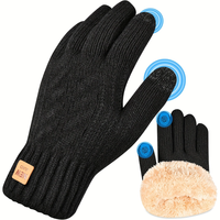 XANES Touch Screen Double-Layer Thick Velvet Thermal Winter Gloves for Men Women Coldproof Warm Knitted Gloves for Outdo