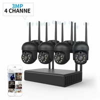 XIAOVV 4CH Système de caméra de sécurité 3MP Surveillance H.265 + P2P 5X Zoom WIFI Caméra IP NVR Kit Maison IP CCTV Camé