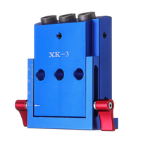 XK-3 Kit De Jig De Trou De Poche 3 Trous Guide De Forage Du Bois Aluminium Oblique Guide De Forage Localisateur Outils