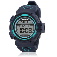 XONIX NU 100M étanche affichage lumineux compte à rebours réveil hommes montre numérique