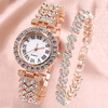 XSVO A07069 Ensemble-cadeau pour femme 2 pièces Montre à quartz de style de luxe élégant Bracelet incrusté de diamants