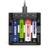 XTAR L4 AAA AA Battery Charger 4 Slots Intelligent LED Indicator Fast Charging USB Flashlight Charger for 1.5V Li-ion /