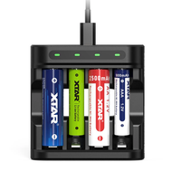 XTAR L4 AAA AA Battery Charger 4 Slots Intelligent LED Indicator Fast Charging USB Flashlight Charger for 1.5V Li-ion /
