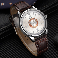 Yazole Business Men Watch en cuir Bande Constellation Icons Montre à quartz étanche