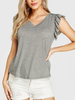 YOINS BASICS Débardeur gris à col en V et manches courtes