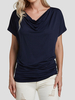 YOINS BASICS T-shirt col V bleu marine à manches courtes