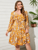 YOINS Plus Robe à encolure en V à motif cachemire et à nouer