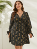 YOINS Plus Robe à manches longues à rayures et à col en V