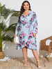 YOINS Plus Robe de conception de ceinture à imprimé floral et col en V