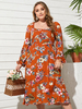 YOINS Plus Robe de conception dos nu à imprimé floral et col carré