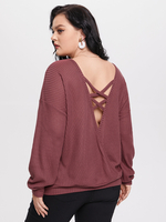 YOINS Plus Tricot en tricot gaufré à col rond Taille