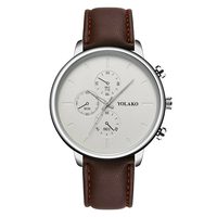 YOLAKO Bracelet en cuir de style décontracté Fahsion hommes montre daffaires montre à quartz