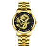 YOLAKO Dragon Sculpture 3D Décoration Mode Luxe Bracelet En Acier Inoxydable Hommes Montre À Quartz Montre-Bracelet