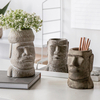 Yuihome Vintage ciment pâques Moai pierre Portrait organisateur pierre Statue grès pot de fleur porte-stylo bureau conte