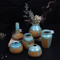 Zakkz Glaze Vase En Céramique Ornements À La Main Arôme Bouteille Arrangement De Fleurs Poterie Décor Cadeau