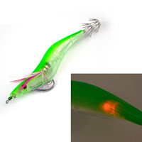 ZANLURE 1pc 3.5cm 21g 3D Yeux Lumineux Électronique En Bois Crevette Leurre Seiches Jigs Pêche Leurre