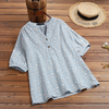 ZANZEA Women Plus Size Loose Fit asual Daisy Print Blouse Half Button Curved Hem Short Sleeve Shirts