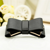 1 Pair Bridal Wedding Black Faux Leather Ribbon Bow Butterfly Clips